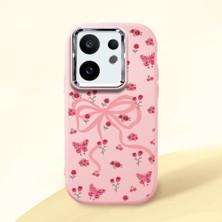 HONTINGA Vivo X200 Fe ile Uyumlu Kılıfı Kamera Korumalı Düşüme Önleyici Basitlik Pembe Yumuşak Silikon Telefon Kılıfı Fiyonk Desenli K4-0253