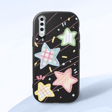 HONTINGA Samsung Galaxy A30S ile Uyumlu Kılıfı Kamera Korumalı Düşüme Önleyici Basitlik Siyah Yumuşak Silikon Telefon Kılıfı Renkli Yıldız Desenli K4-0247