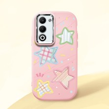 HONTINGA Oppo A5 ile Uyumlu Kılıfı Kamera Korumalı Düşüme Önleyici Basitlik Pembe Yumuşak Silikon Telefon Kılıfı Renkli Yıldız Desenli K4-0247