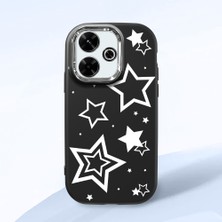 HONTINGA Redmi 13 ile Uyumlu Kılıfı Kamera Korumalı Düşüme Önleyici Basitlik Siyah Yumuşak Silikon Telefon Kılıfı Siyah Yıldız Desenli K4-0245