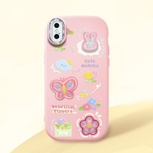 HONTINGA iPhone Xs Max ile Uyumlu Kılıfı Kamera Korumalı Düşüme Önleyici Basitlik Pembe Yumuşak Silikon Telefon Kılıfı Hayvan Desenli K4-0249