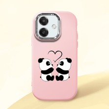 HONTINGA Oppo A3X 5g ile Uyumlu Kılıfı Kamera Korumalı Düşüme Önleyici Basitlik Pembe Yumuşak Silikon Telefon Kılıfı Panda Desenli K4-0239