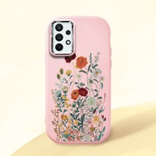 HONTINGA Samsung Galaxy A32 ile Uyumlu Kılıfı Kamera Korumalı Düşüme Önleyici Basitlik Pembe Yumuşak Silikon Telefon Kılıfı Çiçek Desenli K4-0242