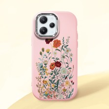 HONTINGA Redmi 12 ile Uyumlu Kılıfı Kamera Korumalı Düşüme Önleyici Basitlik Pembe Yumuşak Silikon Telefon Kılıfı Çiçek Desenli K4-0242