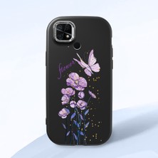 HONTINGA Redmi 10C ile Uyumlu Kılıfı Kamera Korumalı Düşüme Önleyici Basitlik Siyah Yumuşak Silikon Telefon Kılıfı Mor Kelebek Desenli K4-0244