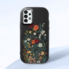 HONTINGA Samsung Galaxy A13 ile Uyumlu Kılıfı Kamera Korumalı Düşüme Önleyici Basitlik Siyah Yumuşak Silikon Telefon Kılıfı Çiçek Desenli K4-0242