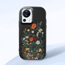 HONTINGA Xiaomi Mi 13 Lite ile Uyumlu Kılıfı Kamera Korumalı Düşüme Önleyici Basitlik Siyah Yumuşak Silikon Telefon Kılıfı Çiçek Desenli K4-0242