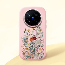 HONTINGA Vivo X200 Pro ile Uyumlu Kılıfı Kamera Korumalı Düşüme Önleyici Basitlik Pembe Yumuşak Silikon Telefon Kılıfı Çiçek Desenli K4-0242