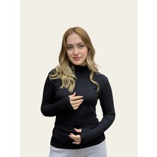 Levamor Kadın Boğazlı Balıkçı Yaka Parmak Geçmeli Detaylı Likralı Pamuklu Body