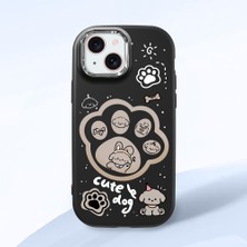 HONTINGA iPhone 15 ile Uyumlu Kılıfı Kamera Korumalı Düşüme Önleyici Basitlik Siyah Yumuşak Silikon Telefon Kılıfı Köpek Desenli K4-0233