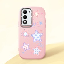 HONTINGA Oppo A5 ile Uyumlu Kılıfı Kamera Korumalı Düşüme Önleyici Basitlik Pembe Yumuşak Silikon Telefon Kılıfı Renkli Yıldızlar Desenli K4-0248