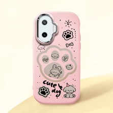 HONTINGA Xiaomi Poco F7 ile Uyumlu Kılıfı Kamera Korumalı Düşüme Önleyici Basitlik Pembe Yumuşak Silikon Telefon Kılıfı Köpek Desenli K4-0233