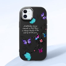 HONTINGA iPhone 11 ile Uyumlu Kılıfı Kamera Korumalı Düşüme Önleyici Basitlik Siyah Yumuşak Silikon Telefon Kılıfı Kelebek Desenli K4-0243