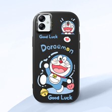 HONTINGA Samsung Galaxy A04E ile Uyumlu Kılıfı Kamera Korumalı Düşüme Önleyici Basitlik Siyah Yumuşak Silikon Telefon Kılıfı Doraemon Desenli K4-0251