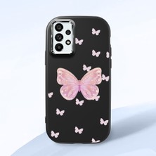 HONTINGA Samsung Galaxy A73 ile Uyumlu Kılıfı Kamera Korumalı Düşüme Önleyici Basitlik Siyah Yumuşak Silikon Telefon Kılıfı Kelebek Desenli K4-0260