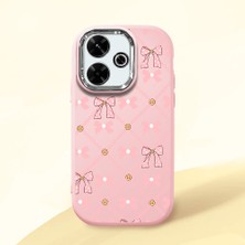 HONTINGA Xiaomi Redmi 13X ile Uyumlu Kılıfı Kamera Korumalı Düşüme Önleyici Basitlik Pembe Yumuşak Silikon Telefon Kılıfı Küçük Fiyonk Desenli K4-0252