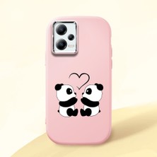 HONTINGA Poco X5 5g ile Uyumlu Kılıfı Kamera Korumalı Düşüme Önleyici Basitlik Pembe Yumuşak Silikon Telefon Kılıfı Panda Desenli K4-0239