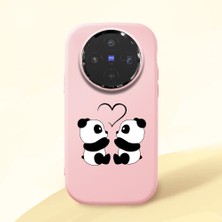 HONTINGA Vivo X300 ile Uyumlu Kılıfı Kamera Korumalı Düşüme Önleyici Basitlik Pembe Yumuşak Silikon Telefon Kılıfı Panda Desenli K4-0239