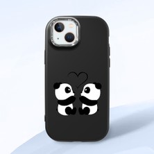 HONTINGA iPhone 13 ile Uyumlu Kılıfı Kamera Korumalı Düşüme Önleyici Basitlik Siyah Yumuşak Silikon Telefon Kılıfı Panda Desenli K4-0239