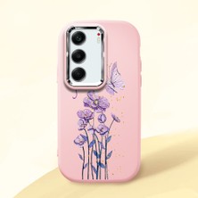 HONTINGA Tecno Camon 40 ile Uyumlu Kılıfı Kamera Korumalı Düşüme Önleyici Basitlik Pembe Yumuşak Silikon Telefon Kılıfı Mor Kelebek Desenli K4-0244