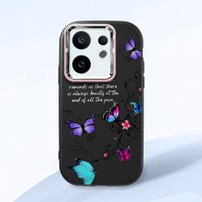 HONTINGA Vivo X200 Fe ile Uyumlu Kılıfı Kamera Korumalı Düşüme Önleyici Basitlik Siyah Yumuşak Silikon Telefon Kılıfı Kelebek Desenli K4-0243