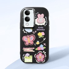 HONTINGA Vivo Y04 ile Uyumlu Kılıfı Kamera Korumalı Düşüme Önleyici Basitlik Siyah Yumuşak Silikon Telefon Kılıfı Hayvan Desenli K4-0249