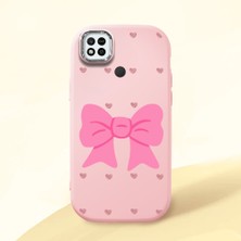 HONTINGA Redmi 10A ile Uyumlu Kılıfı Kamera Korumalı Düşüme Önleyici Basitlik Pembe Yumuşak Silikon Telefon Kılıfı Fiyonk Desenli K4-0259