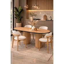 Lif Mobilya 4 Kişilik Polo Sandalye Mutfak Takımı - Tasarım Masa Mdf Meşe Renkli