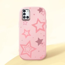 HONTINGA Samsung Galaxy A31 ile Uyumlu Kılıfı Kamera Korumalı Düşüme Önleyici Basitlik Pembe Yumuşak Silikon Telefon Kılıfı Renkli Yıldızlar Desenli K4-0232