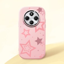 HONTINGA Redmi 14C ile Uyumlu Kılıfı Kamera Korumalı Düşüme Önleyici Basitlik Pembe Yumuşak Silikon Telefon Kılıfı Renkli Yıldızlar Desenli K4-0232