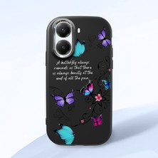 HONTINGA Poco X7 Pro ile Uyumlu Kılıfı Kamera Korumalı Düşüme Önleyici Basitlik Siyah Yumuşak Silikon Telefon Kılıfı Kelebek Desenli K4-0243