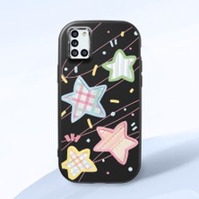 HONTINGA Samsung Galaxy A31 ile Uyumlu Kılıfı Kamera Korumalı Düşüme Önleyici Basitlik Siyah Yumuşak Silikon Telefon Kılıfı Renkli Yıldız Desenli K4-0247