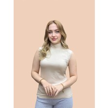 Levamor Boğazlı Sıfır Kollu Badi Pamuk Polylcra Esnek Kumaş, Basic Slim Fit Kadın Body