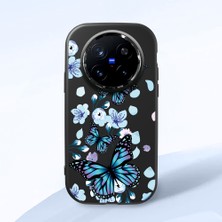 HONTINGA Vivo X200 Pro ile Uyumlu Kılıfı Kamera Korumalı Düşüme Önleyici Basitlik Siyah Yumuşak Silikon Telefon Kılıfı Mavi Kelebek Desenli K4-0230