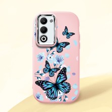 HONTINGA Oppo A5 ile Uyumlu Kılıfı Kamera Korumalı Düşüme Önleyici Basitlik Pembe Yumuşak Silikon Telefon Kılıfı Mavi Kelebek Desenli K4-0230