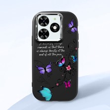 HONTINGA Infinix Smart 8 ile Uyumlu Kılıfı Kamera Korumalı Düşüme Önleyici Basitlik Siyah Yumuşak Silikon Telefon Kılıfı Kelebek Desenli K4-0243