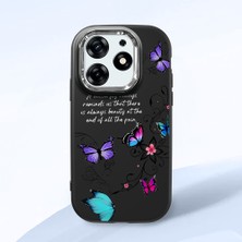 HONTINGA Tecno Spark 10 Pro ile Uyumlu Kılıfı Kamera Korumalı Düşüme Önleyici Basitlik Siyah Yumuşak Silikon Telefon Kılıfı Kelebek Desenli K4-0243
