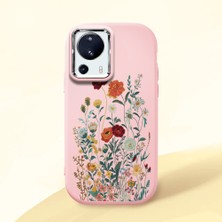 HONTINGA Xiaomi Mi 13 Lite ile Uyumlu Kılıfı Kamera Korumalı Düşüme Önleyici Basitlik Pembe Yumuşak Silikon Telefon Kılıfı Çiçek Desenli K4-0242