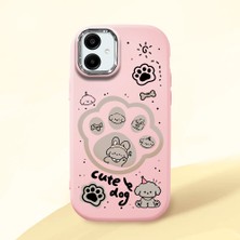 HONTINGA Samsung Galaxy A06 ile Uyumlu Kılıfı Kamera Korumalı Düşüme Önleyici Basitlik Pembe Yumuşak Silikon Telefon Kılıfı Köpek Desenli K4-0233