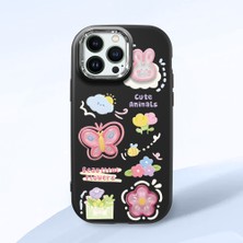 HONTINGA iPhone 13 Pro Max ile Uyumlu Kılıfı Kamera Korumalı Düşüme Önleyici Basitlik Siyah Yumuşak Silikon Telefon Kılıfı Hayvan Desenli K4-0249