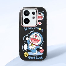 HONTINGA Vivo X200 Fe ile Uyumlu Kılıfı Kamera Korumalı Düşüme Önleyici Basitlik Siyah Yumuşak Silikon Telefon Kılıfı Doraemon Desenli K4-0251