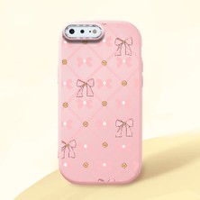 HONTINGA iPhone 7 Plus ile Uyumlu Kılıfı Kamera Korumalı Düşüme Önleyici Basitlik Pembe Yumuşak Silikon Telefon Kılıfı Küçük Fiyonk Desenli K4-0252