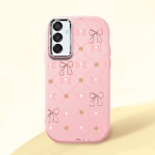 HONTINGA Samsung Galaxy M15 ile Uyumlu Kılıfı Kamera Korumalı Düşüme Önleyici Basitlik Pembe Yumuşak Silikon Telefon Kılıfı Küçük Fiyonk Desenli K4-0252