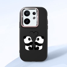 HONTINGA Vivo X200 Fe ile Uyumlu Kılıfı Kamera Korumalı Düşüme Önleyici Basitlik Siyah Yumuşak Silikon Telefon Kılıfı Panda Desenli K4-0239