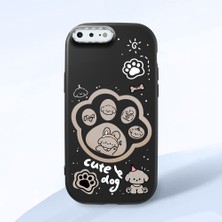 HONTINGA iPhone 8 Plus ile Uyumlu Kılıfı Kamera Korumalı Düşüme Önleyici Basitlik Siyah Yumuşak Silikon Telefon Kılıfı Köpek Desenli K4-0233