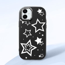 HONTINGA Samsung Galaxy A06 ile Uyumlu Kılıfı Kamera Korumalı Düşüme Önleyici Basitlik Siyah Yumuşak Silikon Telefon Kılıfı Siyah Yıldız Desenli K4-0245