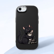 HONTINGA iPhone 7 ile Uyumlu Kılıfı Kamera Korumalı Düşüme Önleyici Basitlik Siyah Yumuşak Silikon Telefon Kılıfı Kedi Desenli K4-0235
