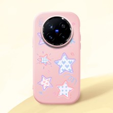 HONTINGA Vivo X200 Pro ile Uyumlu Kılıfı Kamera Korumalı Düşüme Önleyici Basitlik Pembe Yumuşak Silikon Telefon Kılıfı Renkli Yıldızlar Desenli K4-0248