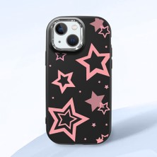 HONTINGA iPhone 13 Mini ile Uyumlu Kılıfı Kamera Korumalı Düşüme Önleyici Basitlik Siyah Yumuşak Silikon Telefon Kılıfı Renkli Yıldızlar Desenli K4-0232