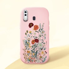 HONTINGA Samsung Galaxy A20 ile Uyumlu Kılıfı Kamera Korumalı Düşüme Önleyici Basitlik Pembe Yumuşak Silikon Telefon Kılıfı Çiçek Desenli K4-0242